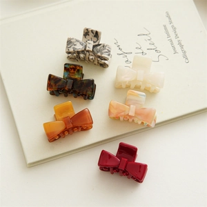 Small Acetate Bow Knot Hair Claw Clip Elegant Handmade Marbled Tortoiseshell Shark Clip Hair Styling Accessories For Women