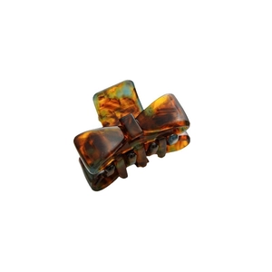 Small acetate hair claw clip with vintage tortoiseshell bow design for women