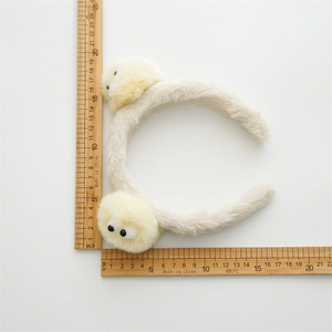 Bandeau mignon en peluche avec grands yeux pour le lavage du visage et maquillage