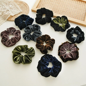 Handmade Velvet Large Hair Scrunchies For Women Elegant Fabric High Elastic Hair Ties Ponytail Holder Fashion Headwear