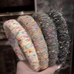 Serre-tête en Tricot Confettis Laine Douce Enveloppée Rétro Épaissi Doux Style Français Accessoires Cheveux Pour Femmes