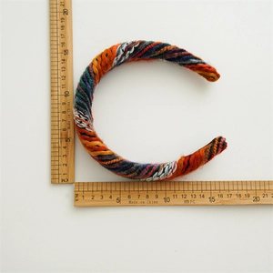 Chic multi-color woven knit headband in retro style with vintage 14cm diameter sizing view
