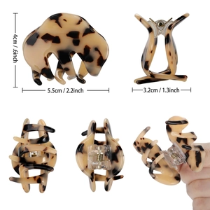 5,5cm Haarklammer aus Acetat mit Schildpattmuster und Leopard-Print für Damen