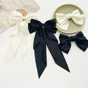 Fermagli Per Capelli Con Fiocco In Tessuto Satinato Per Donna Stile Francese Nastro Streamer Clip A Molla Accessori Eleganti Casa Festa
