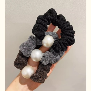 Scrunchies Μαλλιών Με Τεχνητό Τεχνητό Μαργαριτάρι Μεταλλικό Λαμπερό Ελαστικά Λαστιχάκια Μαλλιών Κομψά Vintage Για Γυναίκες Κοσμήματα