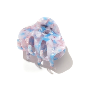 Mittlere 5,5cm Acetat Haarklammer mit blau-rosa Marmormuster für Damen Frisuren