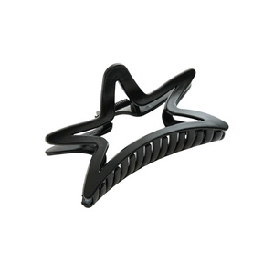 Pince à cheveux noire mate en forme d'étoile avec design creux pour coiffure femme
