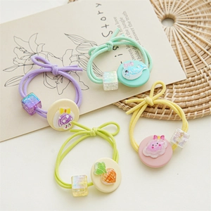 Kleurrijke cartoon dieren haarelastiekjes set met hars hangers voor meisjes en kids