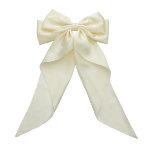 Elegante fermaglio per capelli in raso crema con nastri lunghi in stile vintage francese