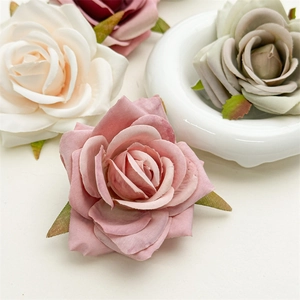 Realistic artificial rose hair clips in Morandi colors for women's summer styling