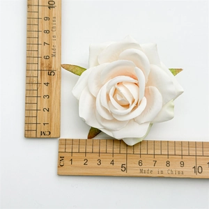 8.5cm cream white fabric rose hair clip for women, floral hair accessory on white background