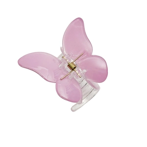 Pince à cheveux papillon élégante dégradé violet avec des ailes transparentes et ressort
