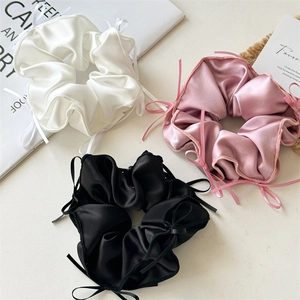 Chouchou en Satin Style Ballet Avec Nœud Pour Femmes Élégant Grand Texture Soie Attache Cheveux Orné de Ruban Accessoire