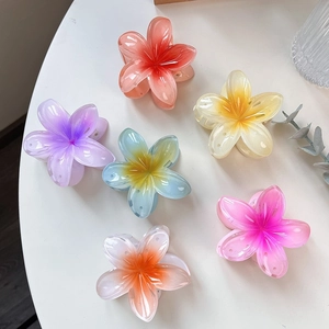 Sechser-Set bunte Mini-Haarklammern im Frangipani-Blüten-Design für den Urlaub