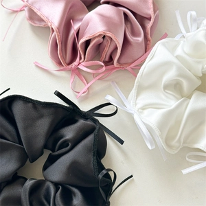 Lot de chouchous en satin style ballerine avec nœuds en ruban rose blanc et noir