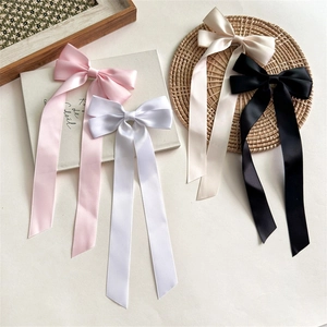 Elegante Clip para el Cabello con Lazo de Satin Cinta Larga Streamer Clip de Pico de Pato Estilo Francés Accesorios para el Cabello Mujer