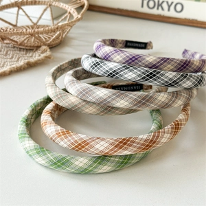 Serre-Tête à Carreaux Preppy pour Femmes Bandeau Minimaliste en Tissu Fait à la Main Accessoires de Cheveux pour le Quotidien