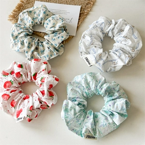 Floral Print Fabric Scrunchies French Style Hair Ties Sweet Pony Tail Holder Handmade Hair Accessories For Women Teenagers