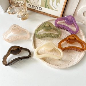 Set of 6 large jelly color cloud hair clips in assorted minimalist curved shapes