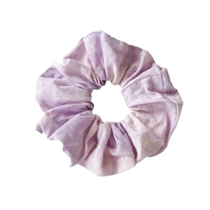 Chic lavender tie-dye fabric scrunchie in soft washed cotton for stylish hair styling