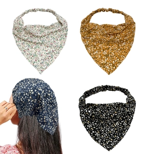 Women Floral Triangular Headscarf Elastic Headband Pastoral Style Summer Hair Accessories Cloth Printed Head Wrap Bandana