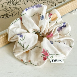Sweet Fabric Scrunchie Cherry Floral Printed Elastic Hair Band Fresh Style Hair Ties For Women Girls Hair Accessories