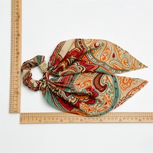 Long paisley print satin ponytail scarf scrunchie with bohemian vintage pattern style