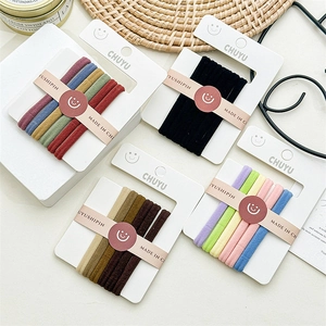 6-piece colorful elastic hair ties set in various pastel and classic tones for women