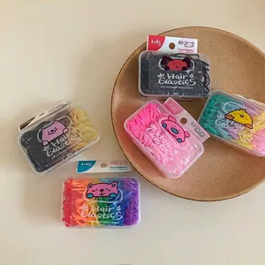5-pack colorful jelly hair elastics in cute animal cartoon boxes for kids