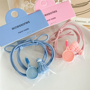 Élastiques à cheveux badminton avec raquette et volant en bleu et rose pour sport