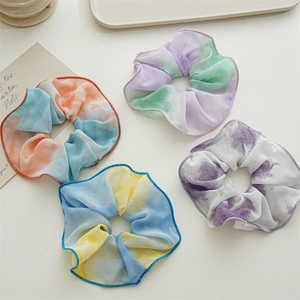 Grands Chouchous Tie-Dye Colorés en Tissu Élastique Porte-Queue de Cheval Accessoires de Coiffure Mode pour Femmes