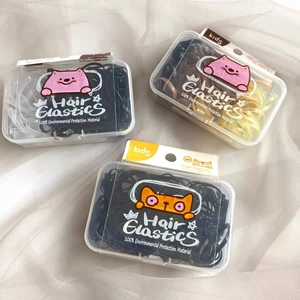 Kids' colorful jelly candy hair elastics set in transparent storage boxes with 3 packs