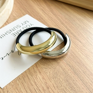 Minimalist Alloy Geometric Arc Hair Ties For Women Metal Ring High Elastic Rubber Band Ponytail Holder Elegant Hair Accessories
