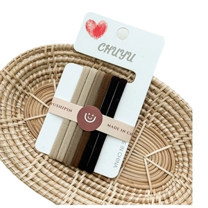 5-pack seamless high elasticity hair ties in earth tones on display card