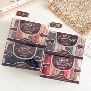 Detail view of 10-piece high-elasticity hair tie sets in caramel and neutral earth tones
