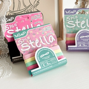 Detail of high-elasticity seamless towel hair ties set in candy colors with lace decor