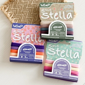 Pack of 5 seamless elastic hair ties in multiple colors with high durability