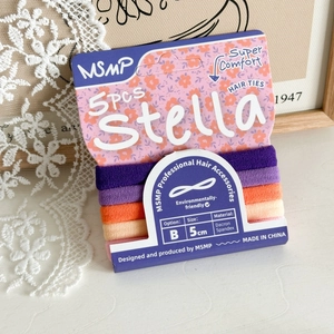 Detailed close-up of 5 high-elastic seamless hair ties in assorted pastel colors