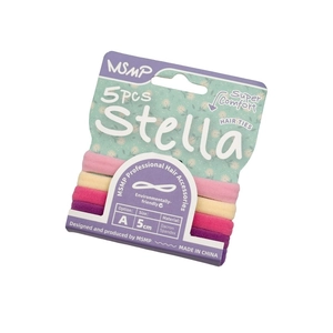 Set of 5 high-elastic seamless hair ties in vibrant pastel colors for ponytails