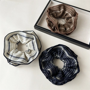 Vintage Striped Fabric Scrunchies For Women Large Boho Geometric Pattern Hair Ties Korean Style Elastic Ponytail Holder Accessories
