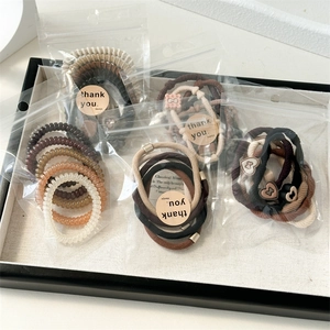 Élastiques à Cheveux Simples à Haute Élasticité pour Femmes Café Noir Tissu Élastique Corde à Cheveux Cœur Nœud Décoration Accessoires de Coiffure Mode