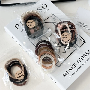 Lot de 5 élastiques à cheveux haute élasticité noirs et marron tons terre pour femme