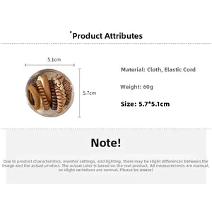 Neutral fabric hair ties set with dimensions 5.7x5.1cm and weight approximately 60g