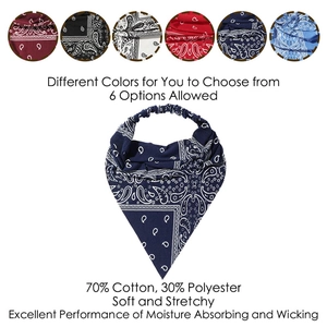 Vintage Paisley bandana headbands in six colors with elastic cotton blend fabric