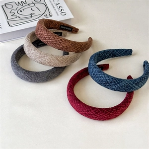 Thick wool-textured padded headbands in various colors for women's autumn winter fashion