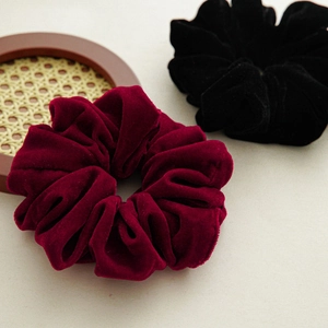 Premium velvet oversized scrunchies in wine red and black for elegant hair styling
