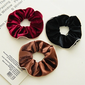 Vintage Velvet Hair Scrunchies For Women Retro Elegant High Elastic Hair Ties Soft Fabric Headbands Contrast Edging Hair Accessories