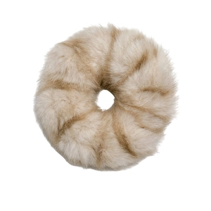Chouchou en fausse fourrure de vison dégradé marron clair pour coiffure automne hiver