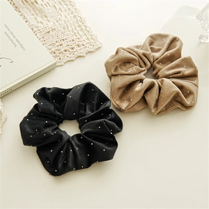 Chouchou en Velours Vintage Français Avec Design Étoilé en Strass Élastique Élégant Accessoire de Coiffure pour Femme