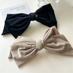 French Vintage Large Velvet Bow Hair Clip For Women Elegant High Density Fabric Metal Spring Bun Clip Hair Accessories